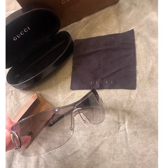 VINTAGE Y2K Gucci Shield Rimless Fade Lens Sunglasses Like New - Picture 7 of 7